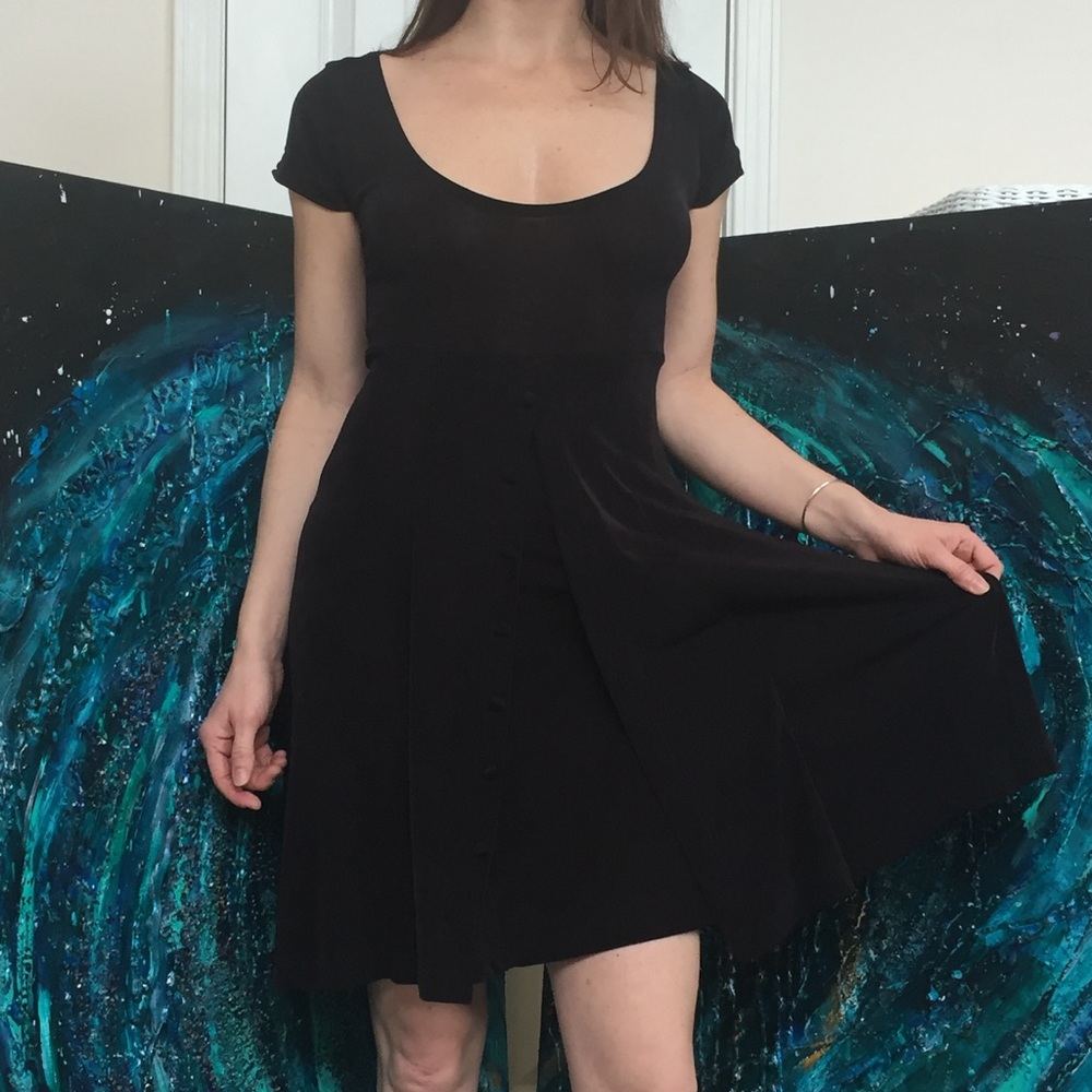 Black Casual Scoop Neck Dress